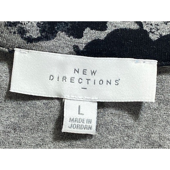 New Directions Large Gray/Black Tunic Shirt/Dress High/Low Hem 3/4 Ruched Sleeve - Picture 7 of 8